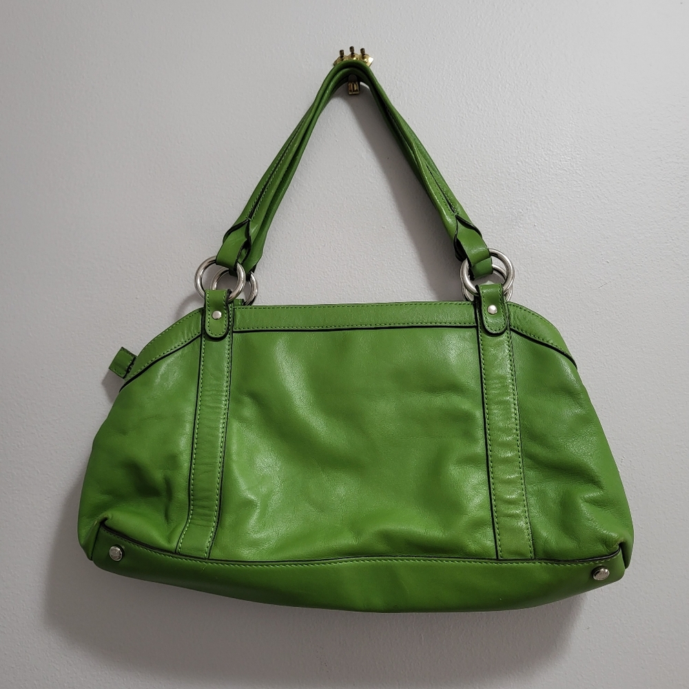 Talbots Vintage Genuine Leather Green Handbag Purse - Picture 3 of 8